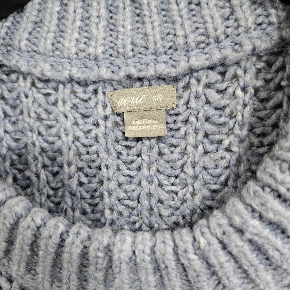 Aerie Oversized Chunky High Neck Blue Long Sweater. Size Small - Picture 7 of 8